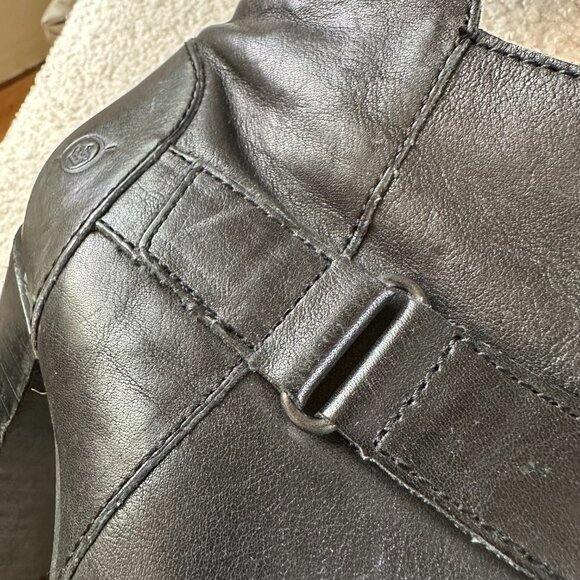 BORN black high-back flared heel ankle boots | 8.5-9 | leather 3" heel - Picture 10 of 13